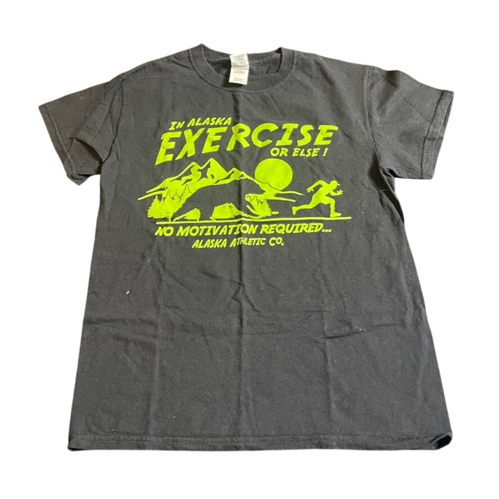 Gildan Alaska Athletic‎ Co Exercise Or Else Black Small Graphic Novelty Tee